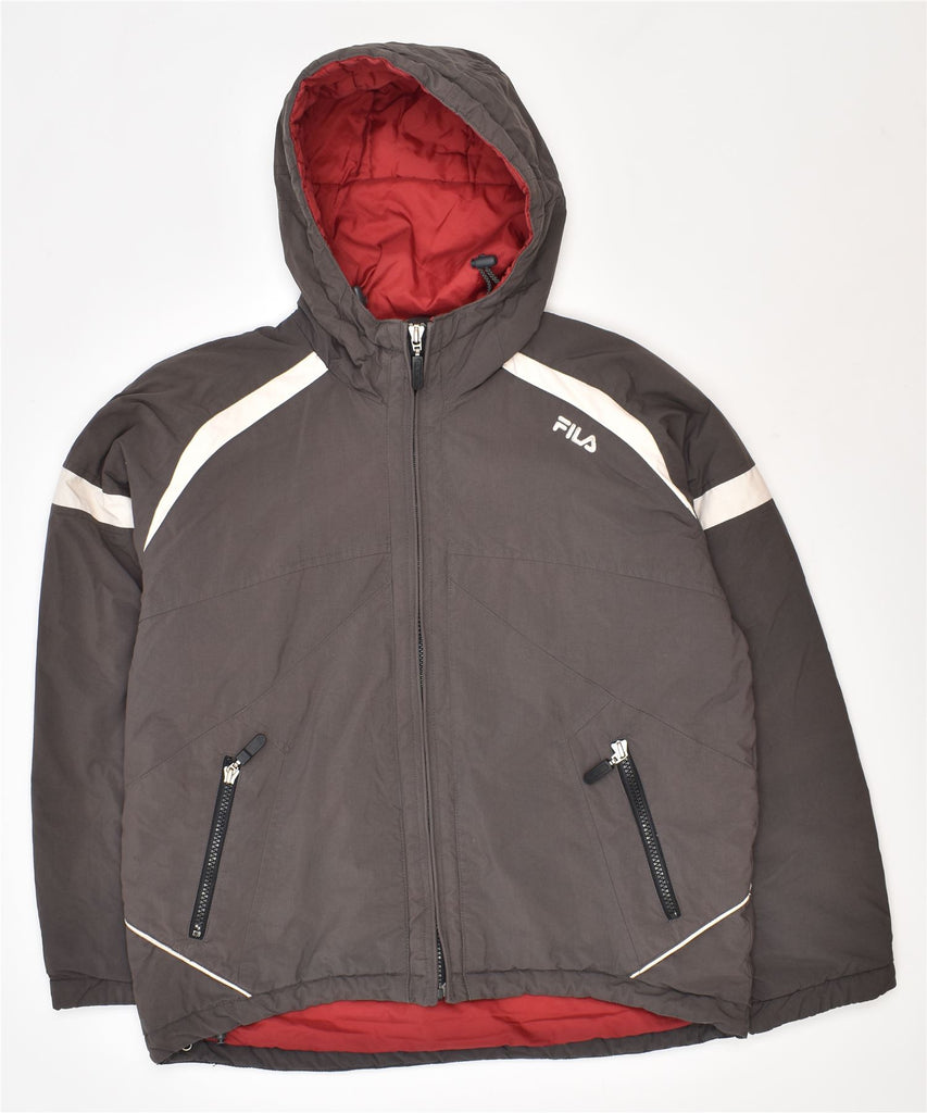 FILA Boys Hooded Padded Jacket 9-10 Years Grey Nylon | Vintage | Thrift | Second-Hand | Used Clothing | Messina Hembry 