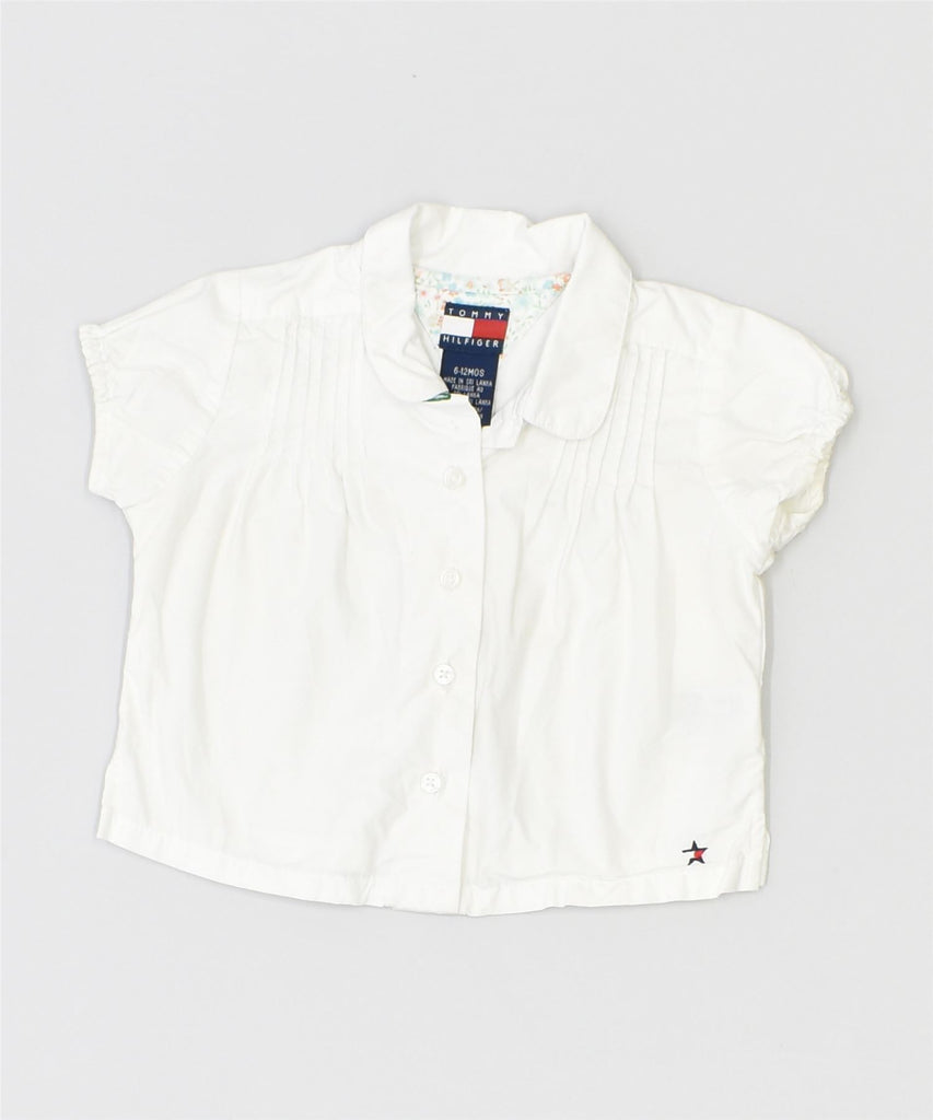 TOMMY HILFIGER Girls Short Sleeve Shirt 6-9 Months White Cotton | Vintage | Thrift | Second-Hand | Used Clothing | Messina Hembry 