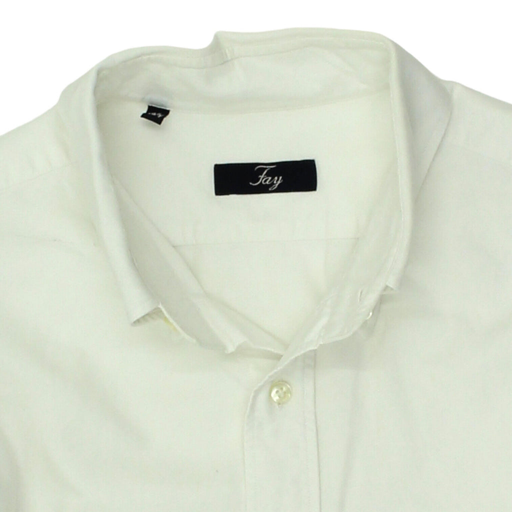 Fay Mens Button Down Collar White Shirt | Vintage High End Designer Formal VTG | Vintage Messina Hembry | Thrift | Second-Hand Messina Hembry | Used Clothing | Messina Hembry 