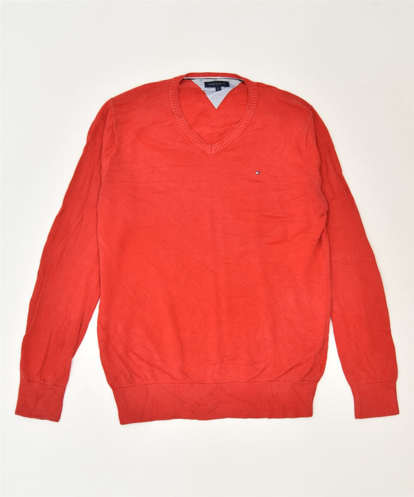 TOMMY HILFIGER Boys V-Neck Jumper Sweater 15-16 Years Red Classic | Vintage | Thrift | Second-Hand | Used Clothing | Messina Hembry 