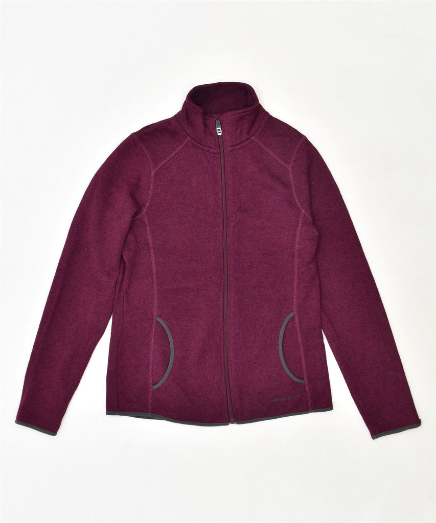 EDDIE BAUER Womens Fleece Jacket UK 12 Medium Maroon Polyester | Vintage | Thrift | Second-Hand | Used Clothing | Messina Hembry 