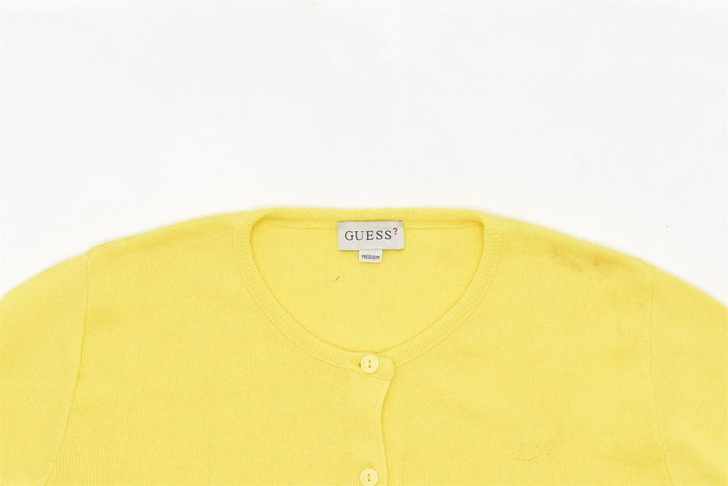 GUESS Womens Cardigan Sweater UK 12 Medium Yellow Cotton | Vintage | Thrift | Second-Hand | Used Clothing | Messina Hembry 