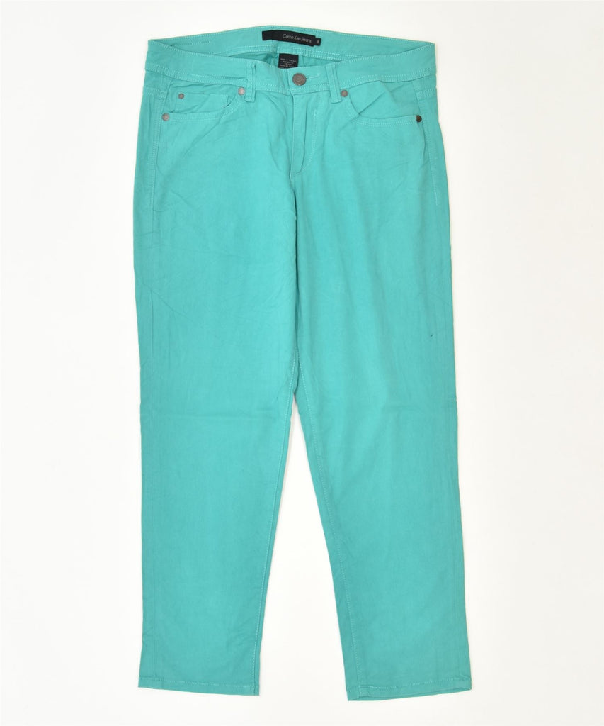 CALVIN KLEIN Womens Slim Casual Trousers US 8 Medium W30 L27 Turquoise | Vintage | Thrift | Second-Hand | Used Clothing | Messina Hembry 