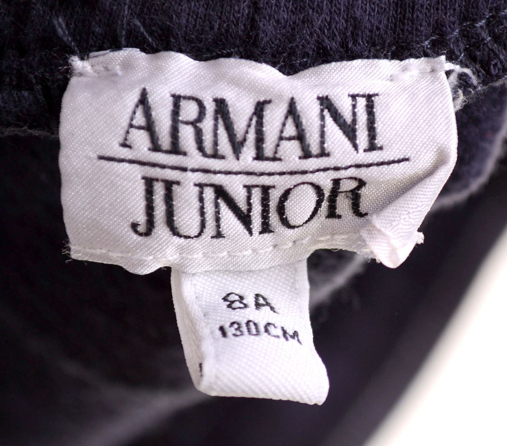 ARMANI JUNIOR Girls Jogger Tracksuit Trousers 7-8 Years Navy Blue Cotton - Second Hand & Vintage Designer Clothing - Messina Hembry