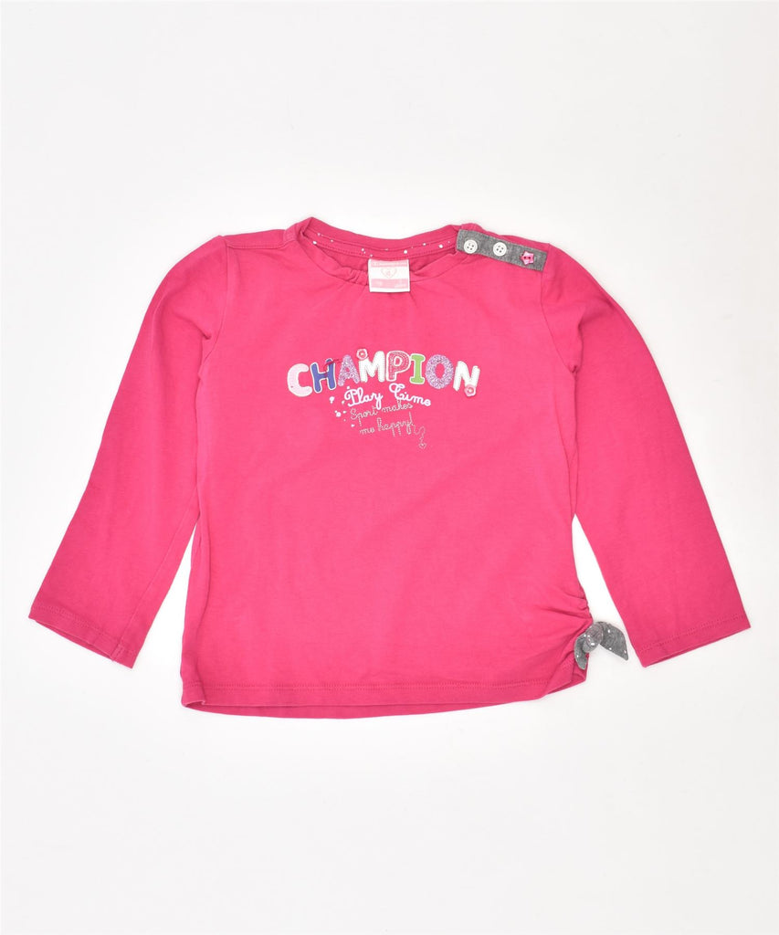 CHAMPION Girls Graphic Top Long Sleeve 2-3 Years Pink Cotton | Vintage | Thrift | Second-Hand | Used Clothing | Messina Hembry 