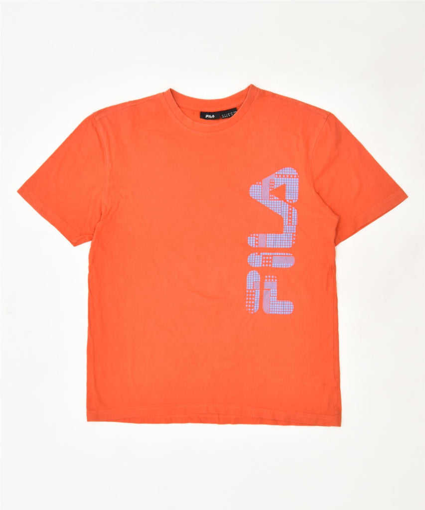 FILA Mens Graphic T-Shirt Top Medium Orange Cotton | Vintage | Thrift | Second-Hand | Used Clothing | Messina Hembry 