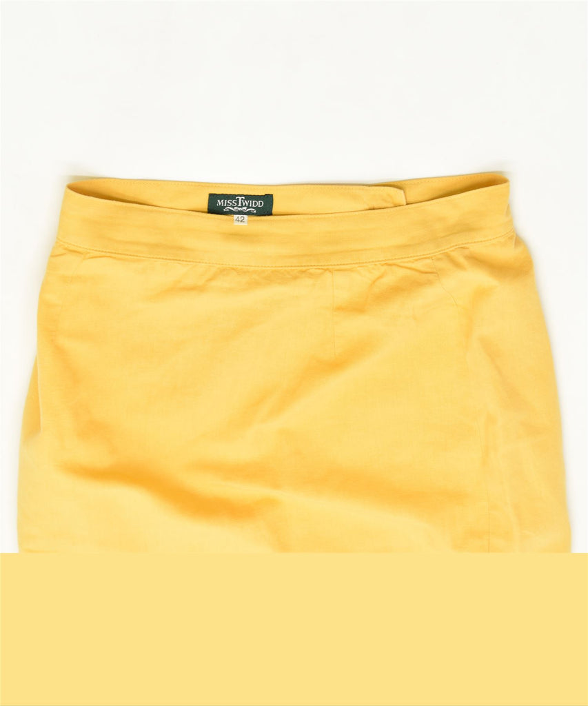 MISS TWIDD Womens High Waist Pencil Skirt IT 42 Medium W26 Yellow Acetate | Vintage | Thrift | Second-Hand | Used Clothing | Messina Hembry 