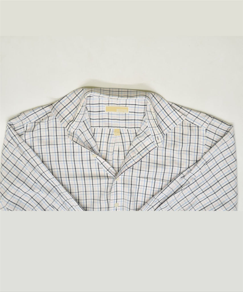 MICHAEL KORS Mens Shirt Size 16 Large White Check Cotton | Vintage | Thrift | Second-Hand | Used Clothing | Messina Hembry 