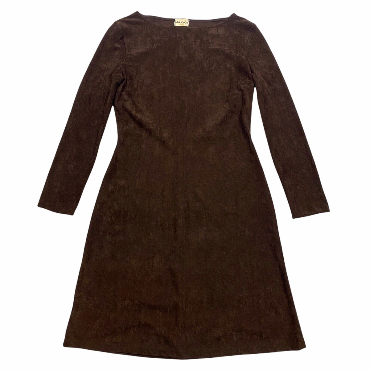 Max & Co Long Sleeve Stretchy Velour Sheath Dress | Vintage Designer Brown  VTG