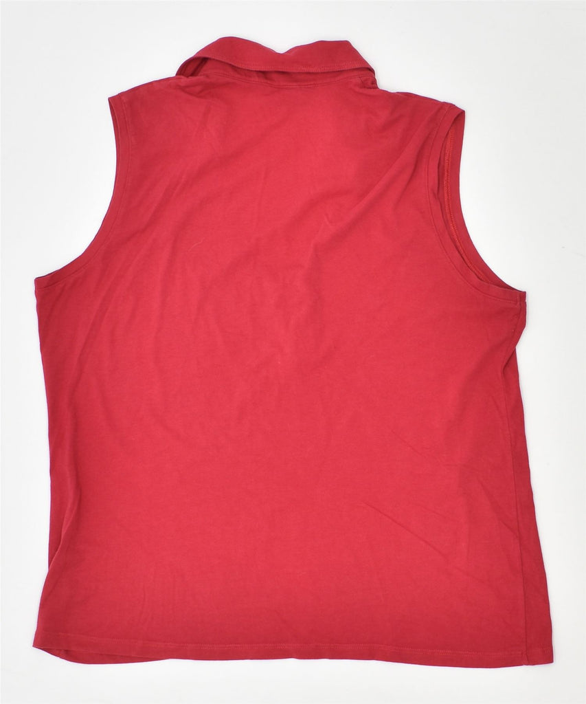 TRUSSARDI Womens Sleeveless Polo Shirt UK 18 XL Red Cotton | Vintage | Thrift | Second-Hand | Used Clothing | Messina Hembry 