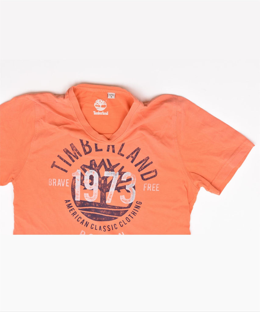 TIMBERLAND Boys Graphic T-Shirt Top 13-14 Years Small Orange Cotton | Vintage | Thrift | Second-Hand | Used Clothing | Messina Hembry 