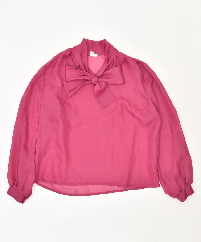 ZOGBAUM BLUSEN Womens Front Tie Blouse Top EU 46 XL Pink Polyester Vintage | Vintage | Thrift | Second-Hand | Used Clothing | Messina Hembry 