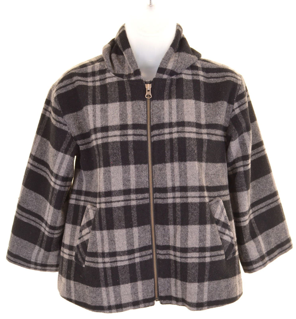 GAP Girls Cape Jacket 12-13 Years XL Grey Check Polyester Regular - Second Hand & Vintage Designer Clothing - Messina Hembry