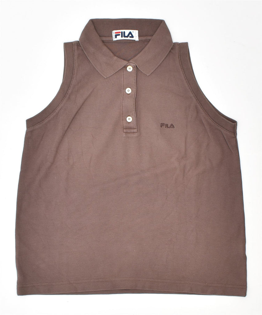 FILA Womens Sleeveless Polo Shirt IT 42 Medium Brown Cotton | Vintage | Thrift | Second-Hand | Used Clothing | Messina Hembry 