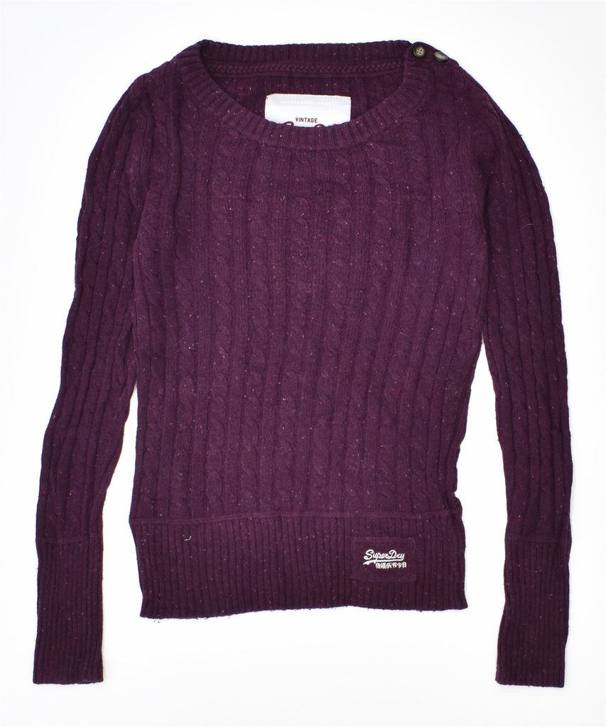 VINTAGE Womens Crew Neck Jumper Sweater UK 6 XS Purple Cotton | Vintage | Thrift | Second-Hand | Used Clothing | Messina Hembry 