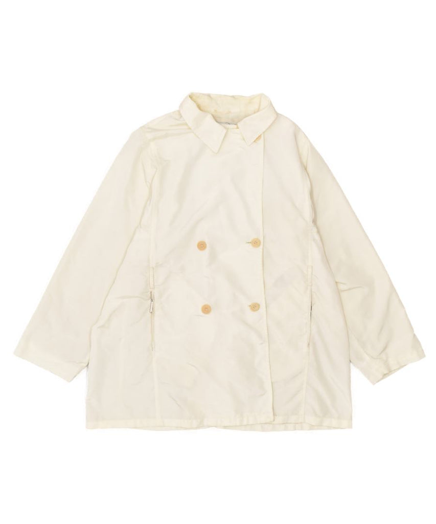 MARELLA Womens Double Breasted Raincoat UK 12 Medium Off White Acetate | Vintage | Thrift | Second-Hand | Used Clothing | Messina Hembry 