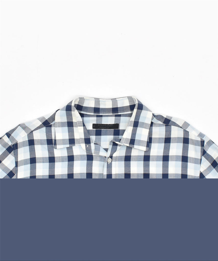 JACK & JONES Mens Shirt Medium Blue Check Cotton | Vintage | Thrift | Second-Hand | Used Clothing | Messina Hembry 