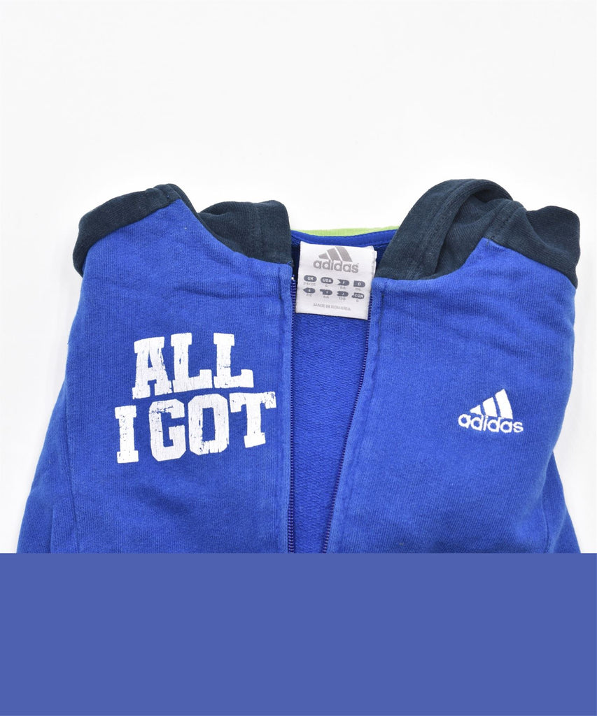 ADIDAS Boys Zip Hoodie Sweater 5-6 Years Blue Cotton | Vintage | Thrift | Second-Hand | Used Clothing | Messina Hembry 