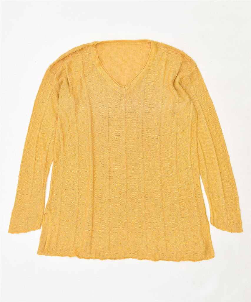 VINTAGE Womens V-Neck Jumper Sweater UK 18 XL Yellow | Vintage | Thrift | Second-Hand | Used Clothing | Messina Hembry 