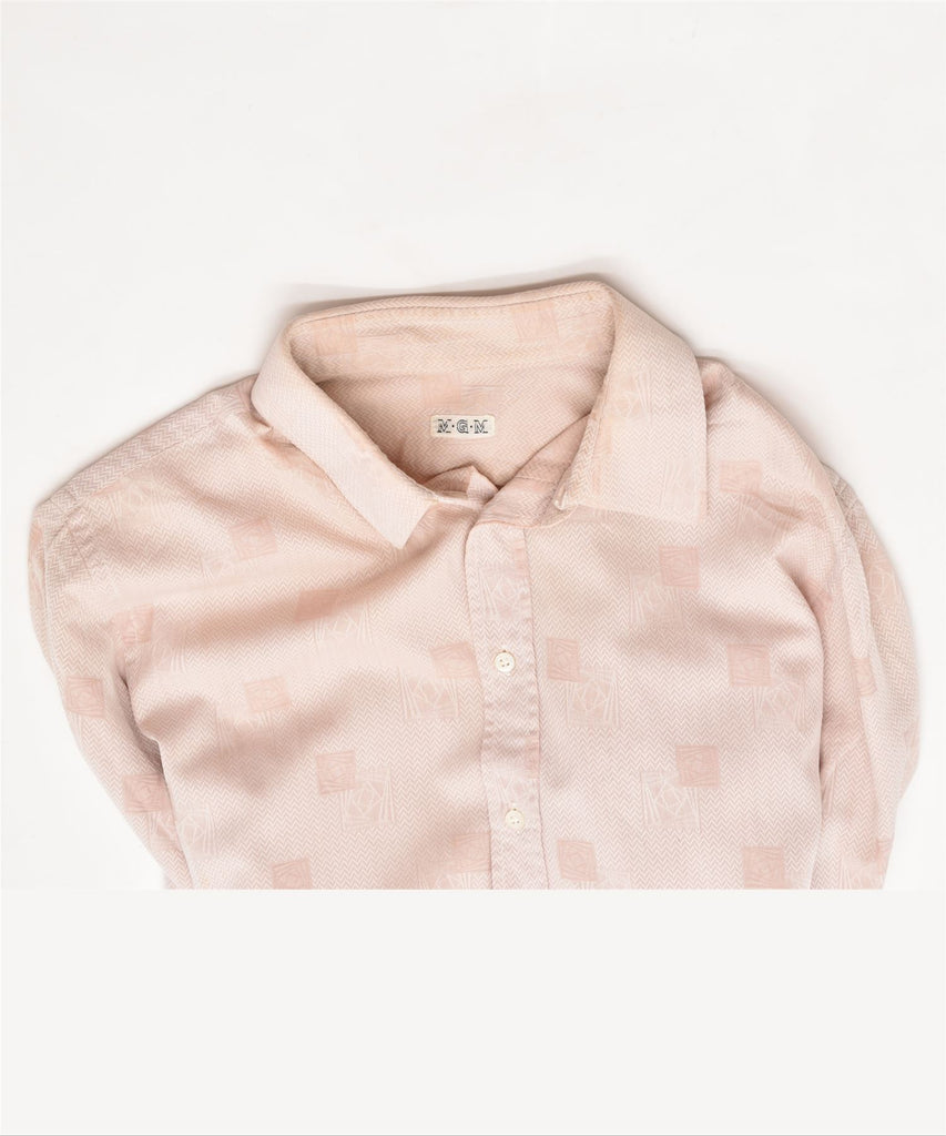 M.G.M. Mens Shirt Small Pink Geometric Vintage | Vintage | Thrift | Second-Hand | Used Clothing | Messina Hembry 