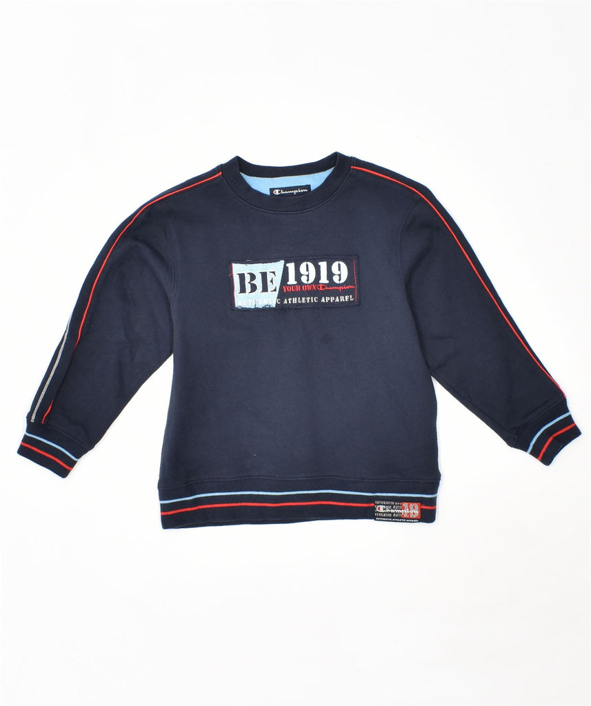 CHAMPION Boys Sweatshirt Jumper 5-6 Years XS Navy Blue Cotton | Vintage | Thrift | Second-Hand | Used Clothing | Messina Hembry 