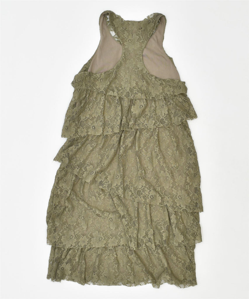 BANANA REPUBLIC Womens Tiered Dress UK 10 Small Green Nylon | Vintage | Thrift | Second-Hand | Used Clothing | Messina Hembry 