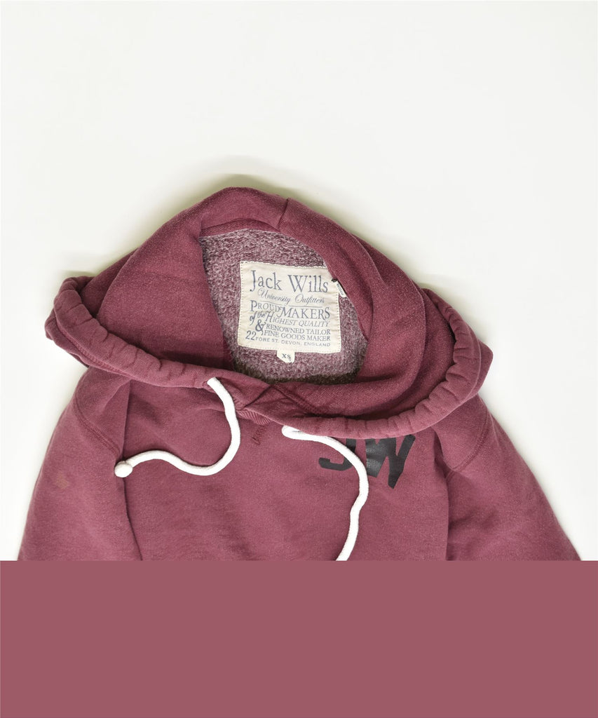 JACK WILLS Mens Graphic Hoodie Jumper XS Maroon Cotton | Vintage | Thrift | Second-Hand | Used Clothing | Messina Hembry 