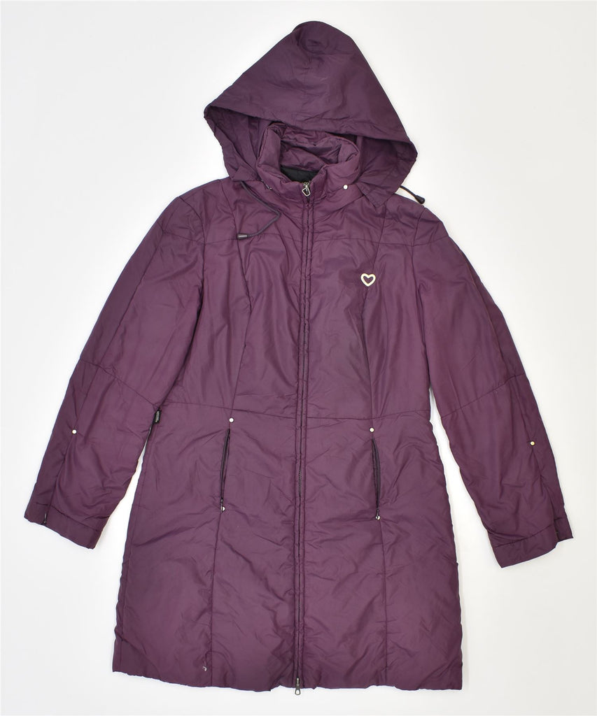 MOSCHINO Womens Hooded Windbreaker Coat UK 16 Large Purple Polyamide | Vintage | Thrift | Second-Hand | Used Clothing | Messina Hembry 