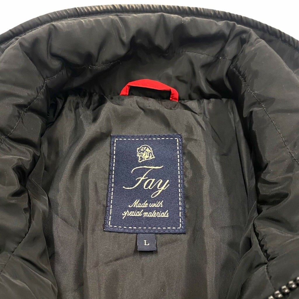 Fay Men's Quilted Lined Winter Coat | Vintage High End Luxury Designer Black VTG | Vintage Messina Hembry | Thrift | Second-Hand Messina Hembry | Used Clothing | Messina Hembry 