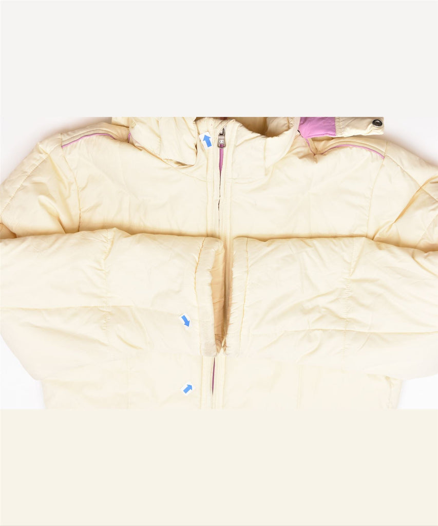 CHAMPION Girls Hooded Padded Coat 13-14 Years XL Off White Polyester | Vintage | Thrift | Second-Hand | Used Clothing | Messina Hembry 