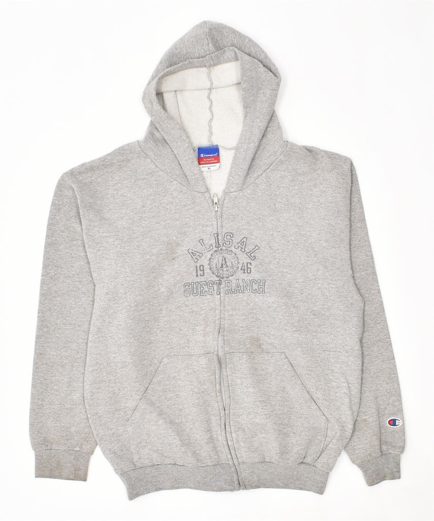 CHAMPION Womens Graphic Zip Hoodie Sweater UK 18 XL Grey | Vintage | Thrift | Second-Hand | Used Clothing | Messina Hembry 