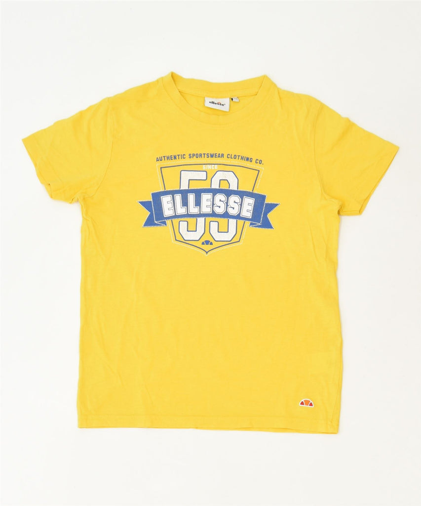 ELLESSE Boys Graphic T-Shirt Top 9-10 Years Yellow Cotton Classic | Vintage | Thrift | Second-Hand | Used Clothing | Messina Hembry 