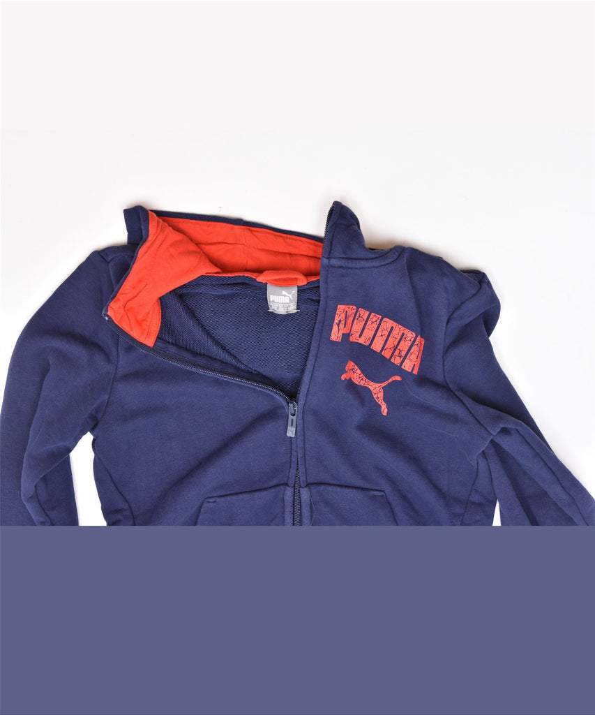 PUMA Boys Zip Hoodie Sweater 9-10 Years Navy Blue | Vintage | Thrift | Second-Hand | Used Clothing | Messina Hembry 