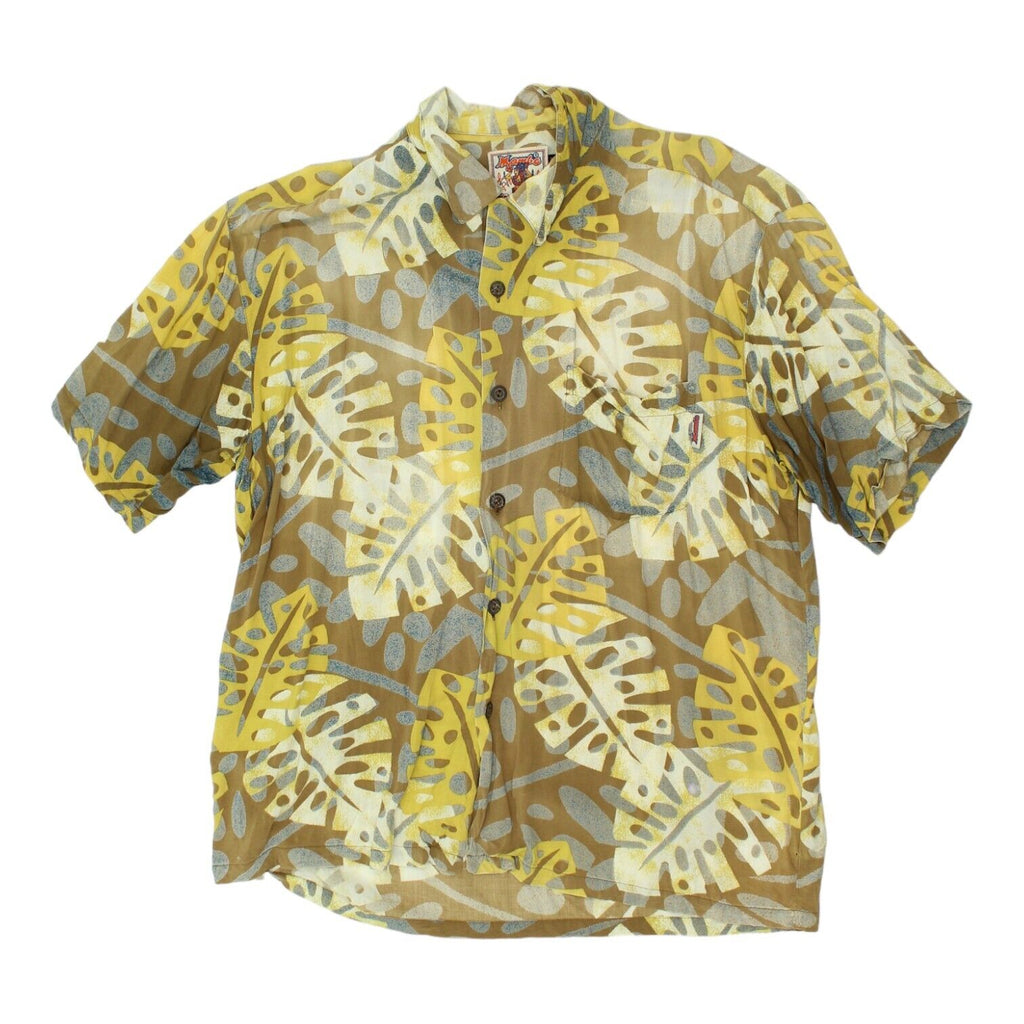 Mambo Mens Yellow Beige Casual Loud Shirt | Vintage 90s Surf Hawaiian Retro VTG | Vintage Messina Hembry | Thrift | Second-Hand Messina Hembry | Used Clothing | Messina Hembry 