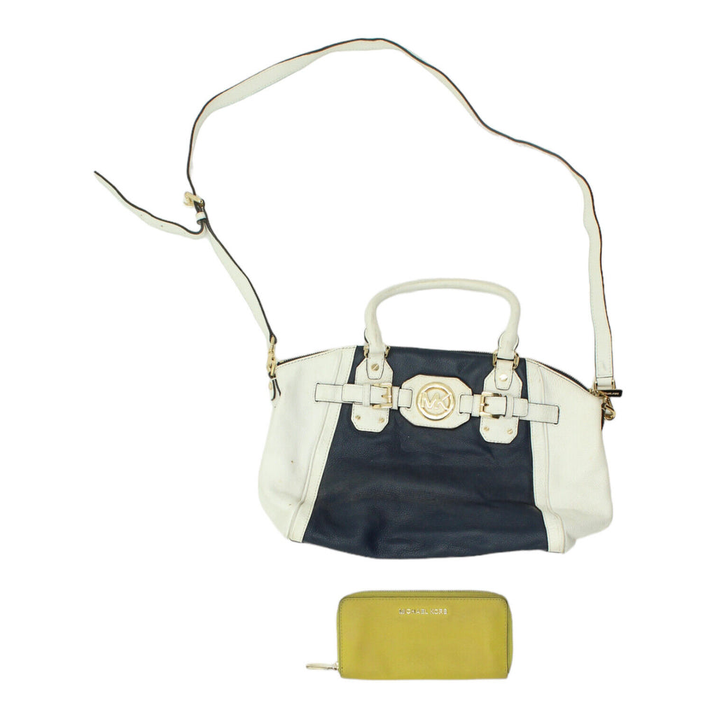 Michael Kors Womens White Blue Crossbody Bag | Vintage Designer Ladies Bag VTG | Vintage Messina Hembry | Thrift | Second-Hand Messina Hembry | Used Clothing | Messina Hembry 