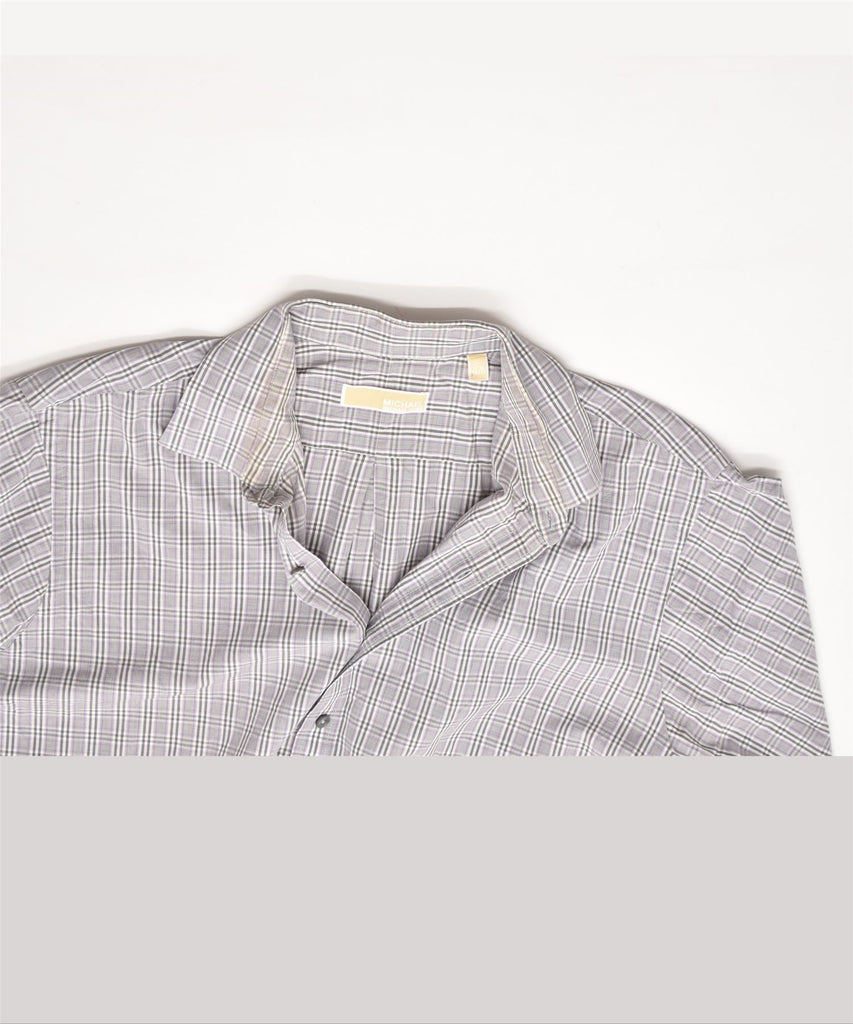 MICHAEL KORS Mens Shirt Size 17 1/2 XL Off White Check | Vintage | Thrift | Second-Hand | Used Clothing | Messina Hembry 