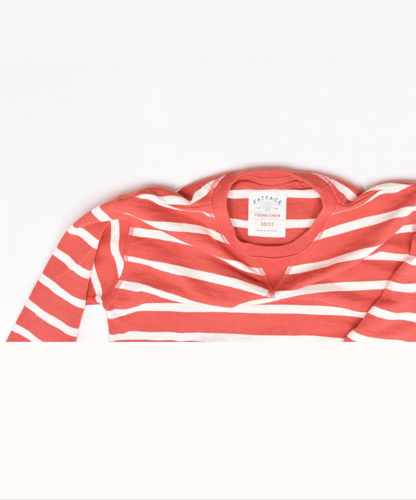 FAT FACE Girls Sweatshirt Jumper 10-11 Years Red Striped | Vintage | Thrift | Second-Hand | Used Clothing | Messina Hembry 