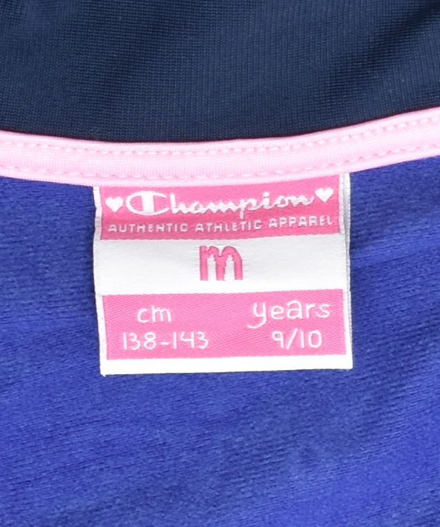 CHAMPION Girls Graphic Tracksuit Top Jacket 9-10 Years Purple Polyester | Vintage | Thrift | Second-Hand | Used Clothing | Messina Hembry 