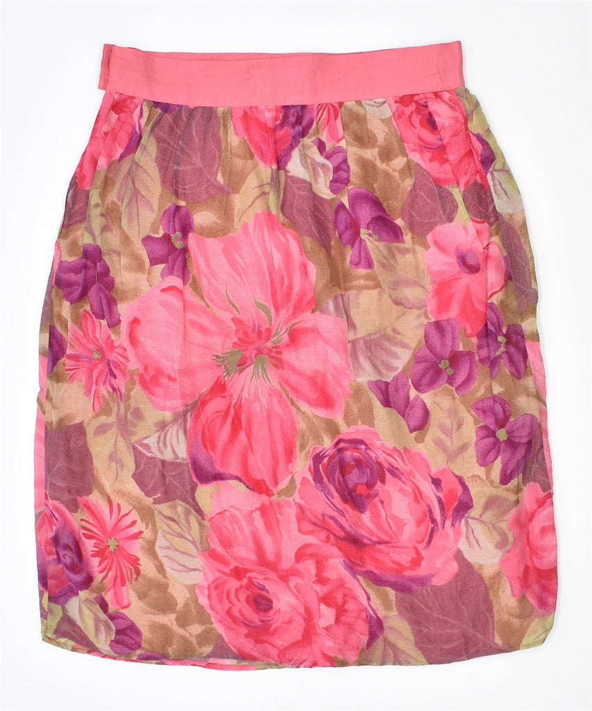 I BLUES Womens Straight Skirt IT 44 Medium W29 Pink Floral Viscose Vintage | Vintage | Thrift | Second-Hand | Used Clothing | Messina Hembry 