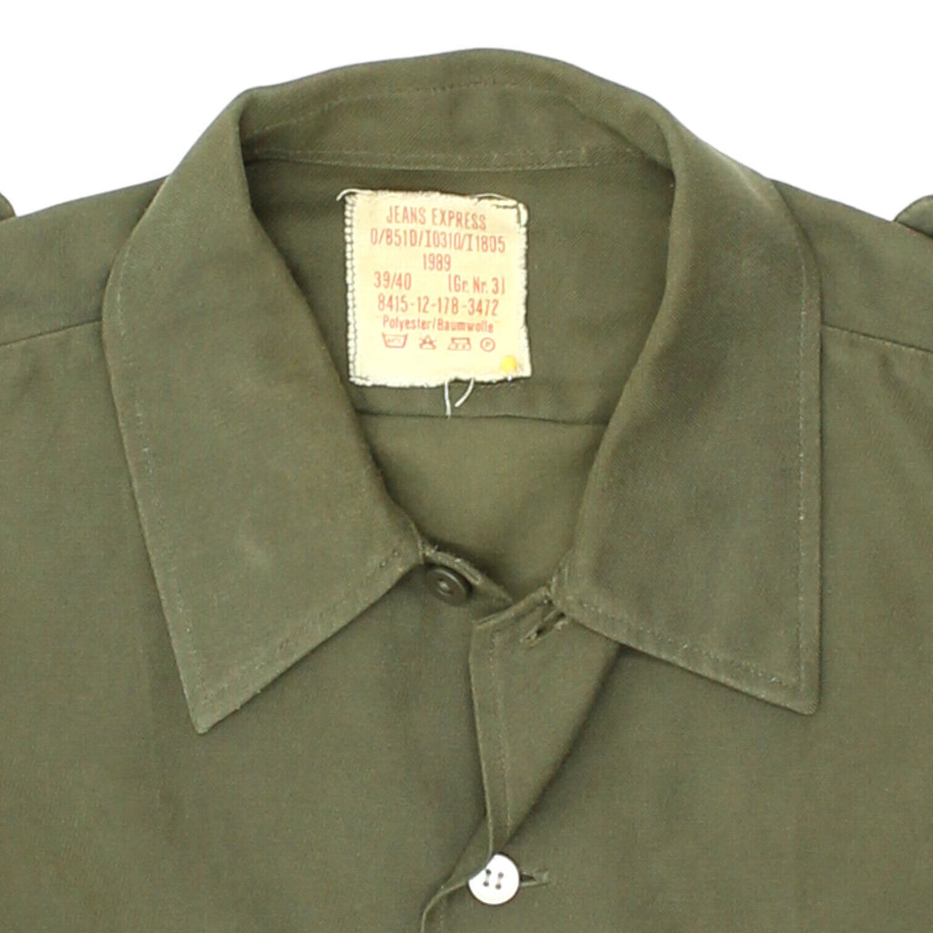 Jeans Express Mens Green German Military Button Shirt | Vintage Army Suplus VTG | Vintage Messina Hembry | Thrift | Second-Hand Messina Hembry | Used Clothing | Messina Hembry 