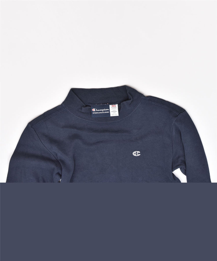 CHAMPION Girls Top Long Sleeve 3-4 Years 2XS Navy Blue | Vintage | Thrift | Second-Hand | Used Clothing | Messina Hembry 