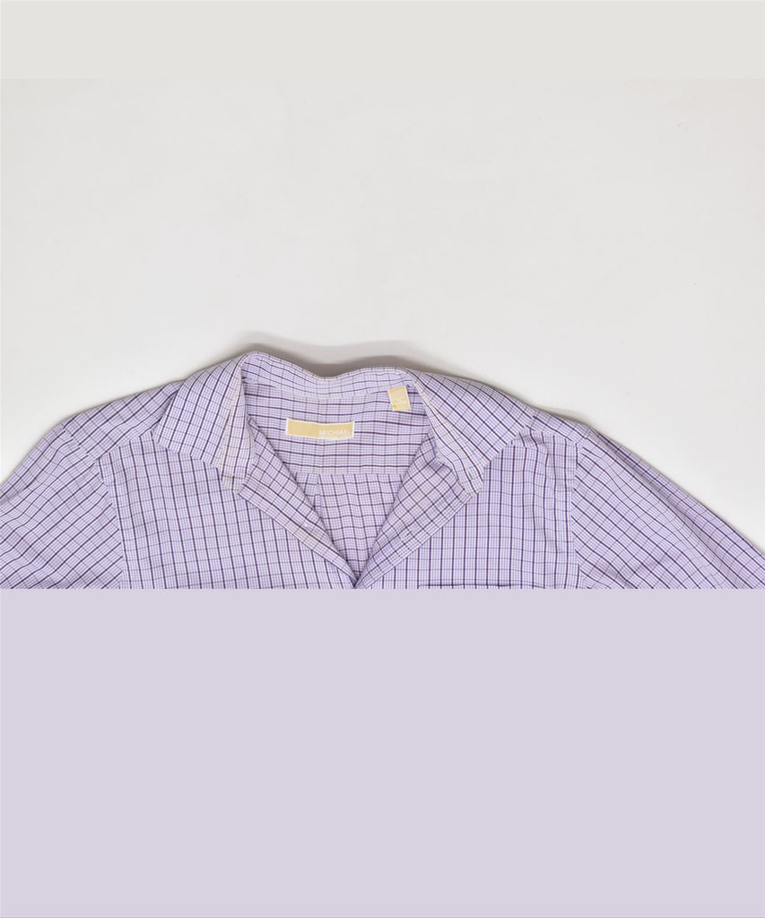 MICHAEL KORS Mens Long Sleeve Shirt Size 16 Large Purple Check Cotton | Vintage | Thrift | Second-Hand | Used Clothing | Messina Hembry 