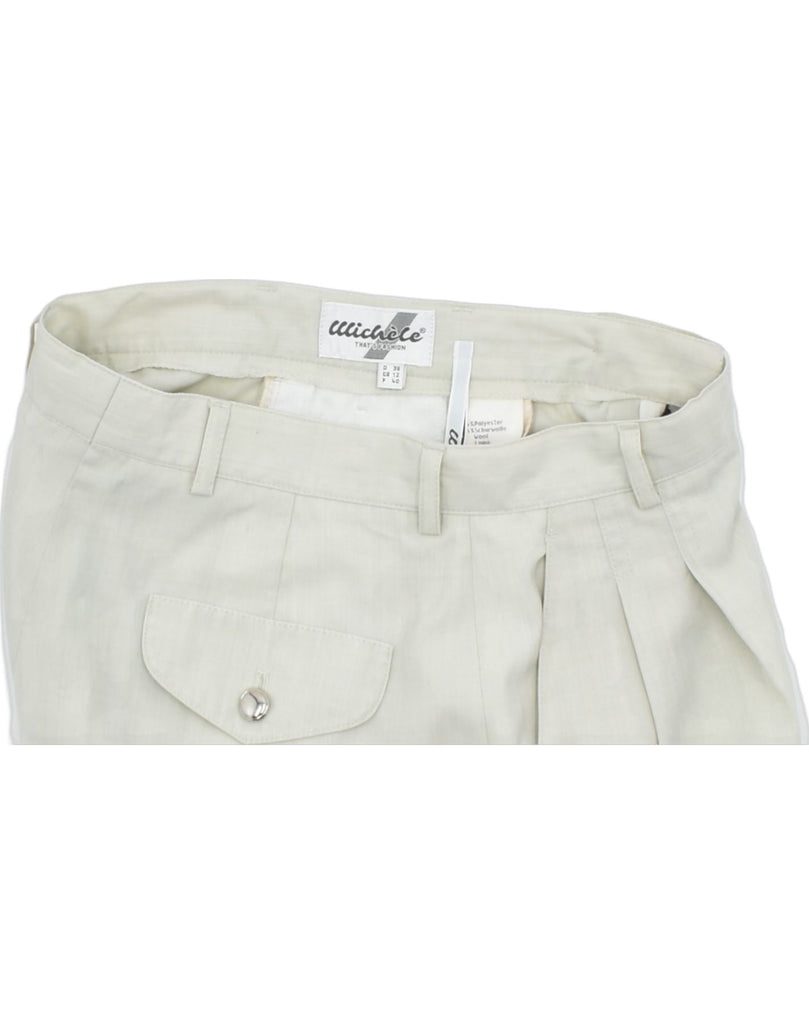 MICHELLE Womens Pegged Chino Shorts UK 12 Medium W28 Beige Polyester | Vintage | Thrift | Second-Hand | Used Clothing | Messina Hembry 