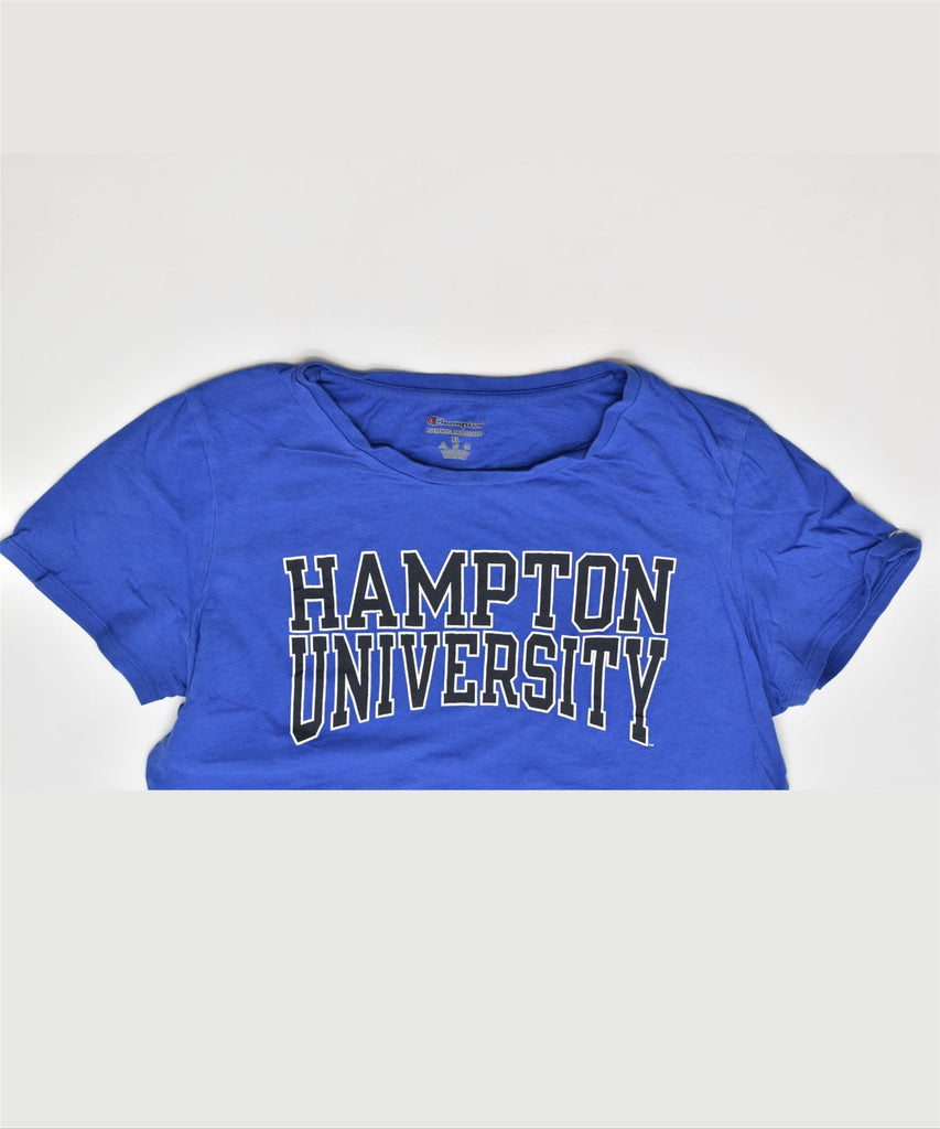 CHAMPION Womens Graphic T-Shirt Top UK 18 XL Blue Cotton | Vintage | Thrift | Second-Hand | Used Clothing | Messina Hembry 