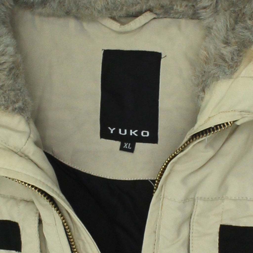 Yuko Mens Beige Faux Fur Padded Jacket | Vintage High End Outdoor Designer VTG | Vintage Messina Hembry | Thrift | Second-Hand Messina Hembry | Used Clothing | Messina Hembry 