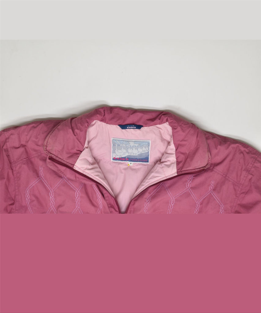 DIADORA Womens Padded Jacket UK 14 Medium Pink Polyester | Vintage | Thrift | Second-Hand | Used Clothing | Messina Hembry 