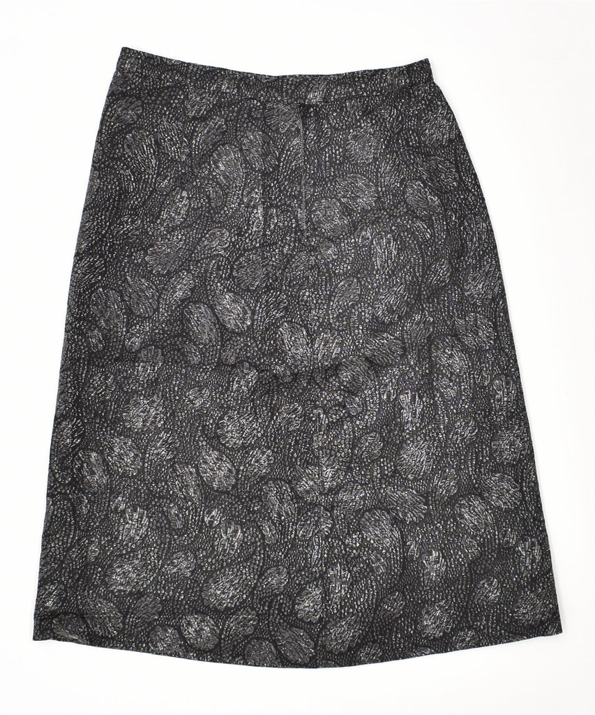 VINTAGE Womens High Waist A-Line Skirt W26 Small Black Paisley | Vintage | Thrift | Second-Hand | Used Clothing | Messina Hembry 