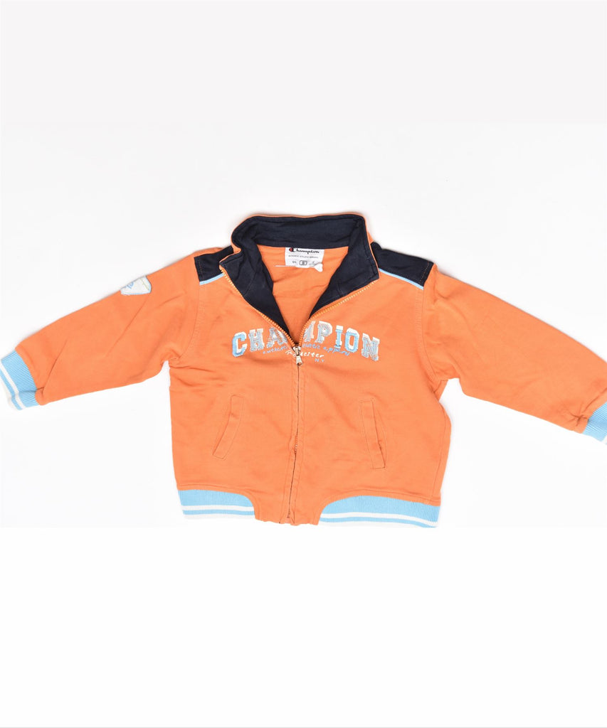 CHAMPION Boys Tracksuit Top Jacket 9-12 Months Orange Cotton | Vintage | Thrift | Second-Hand | Used Clothing | Messina Hembry 