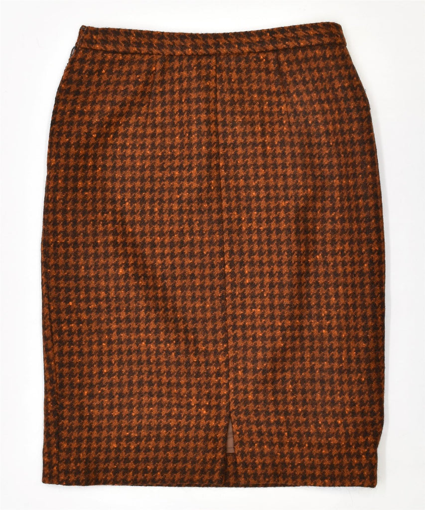 VINTAGE Womens Midi Skirt Small W26 Brown Houndstooth | Vintage | Thrift | Second-Hand | Used Clothing | Messina Hembry 