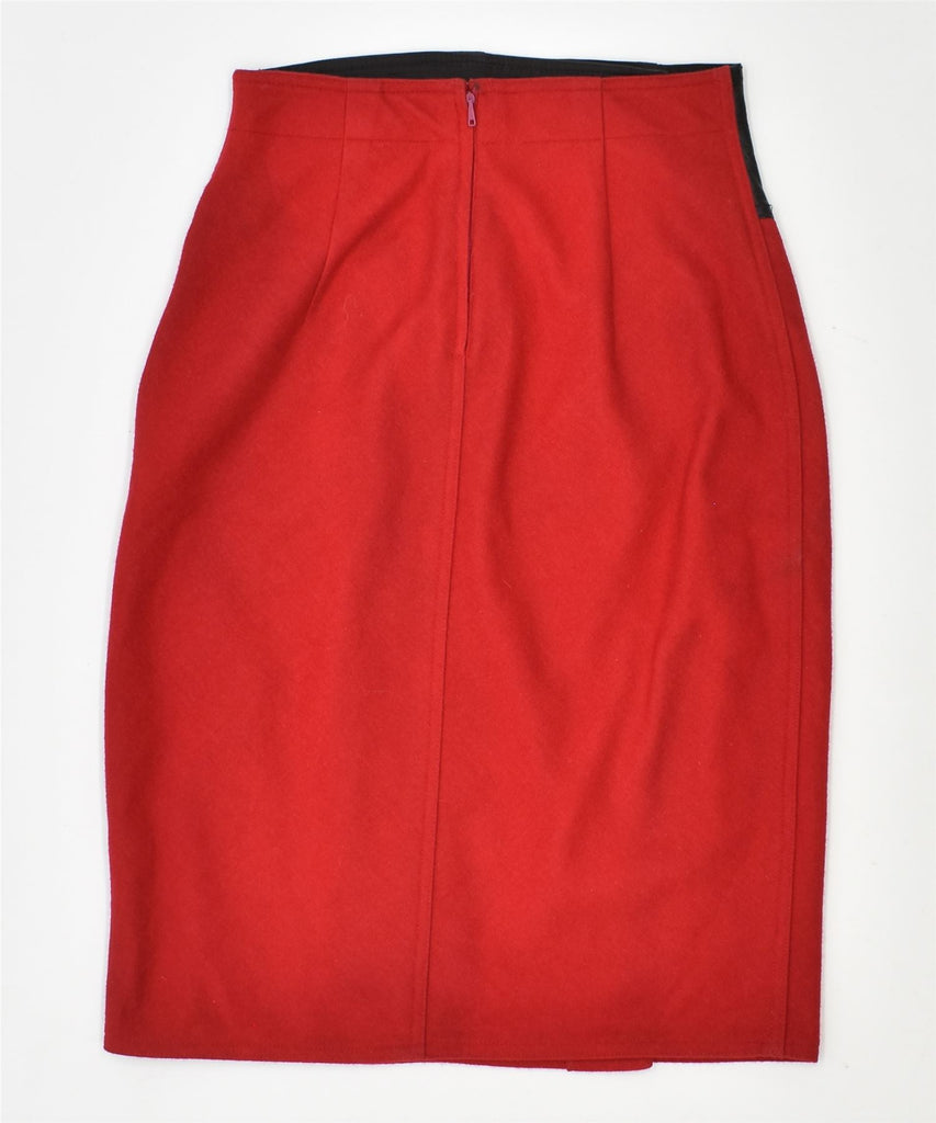 OAKS Womens High Waist Pencil Skirt IT 40 Small W26 Red Wool Vintage | Vintage | Thrift | Second-Hand | Used Clothing | Messina Hembry 